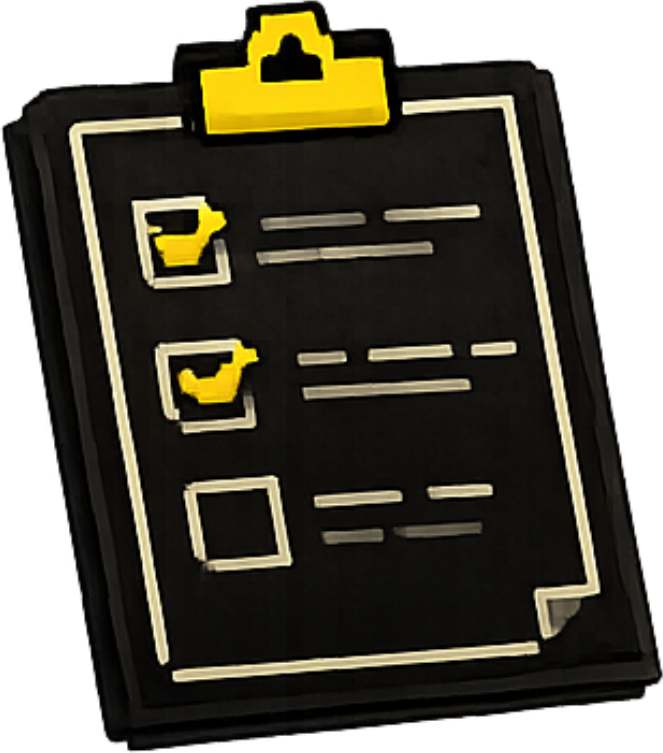 Checklist pixel art em prancheta