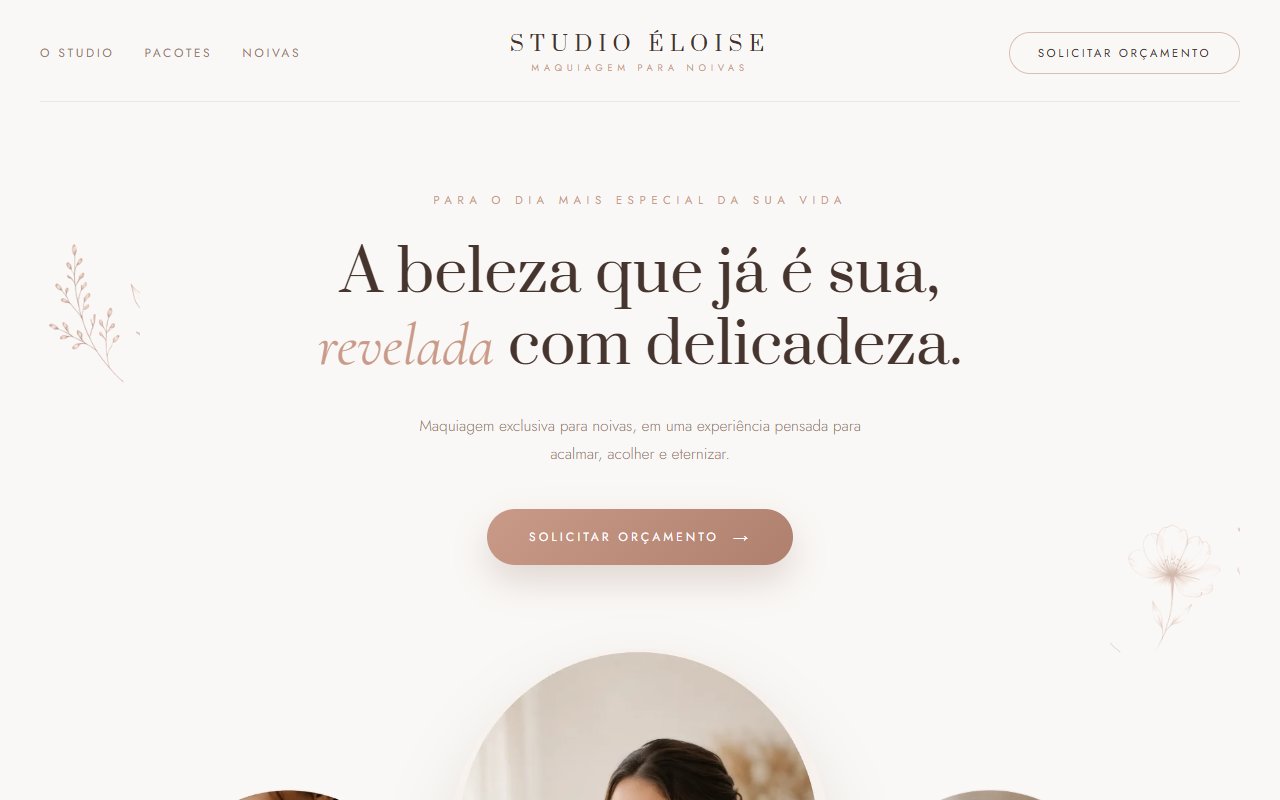 Landing page modelo para ateliê de maquiagem para noivas