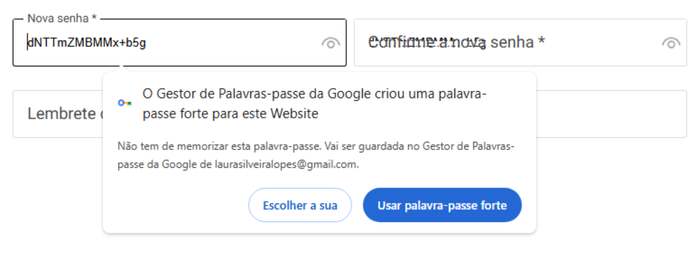 Sugestão de senha forte gerada pelo navegador