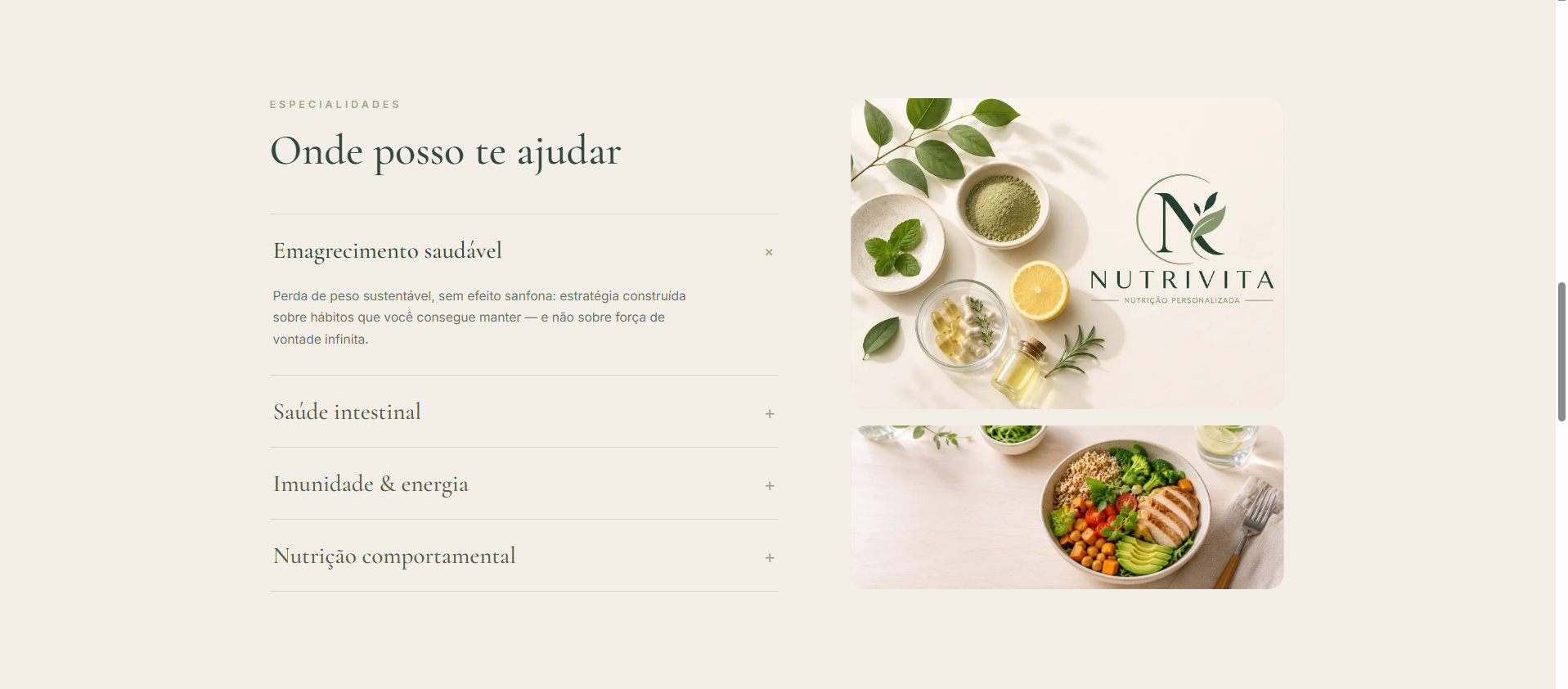 Seção de depoimento NutriVita