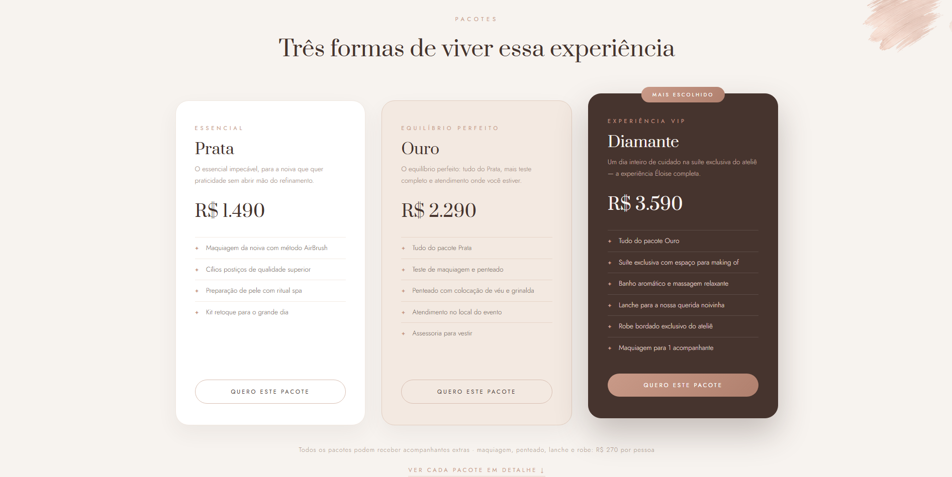 Seção de depoimentos Studio Éloise