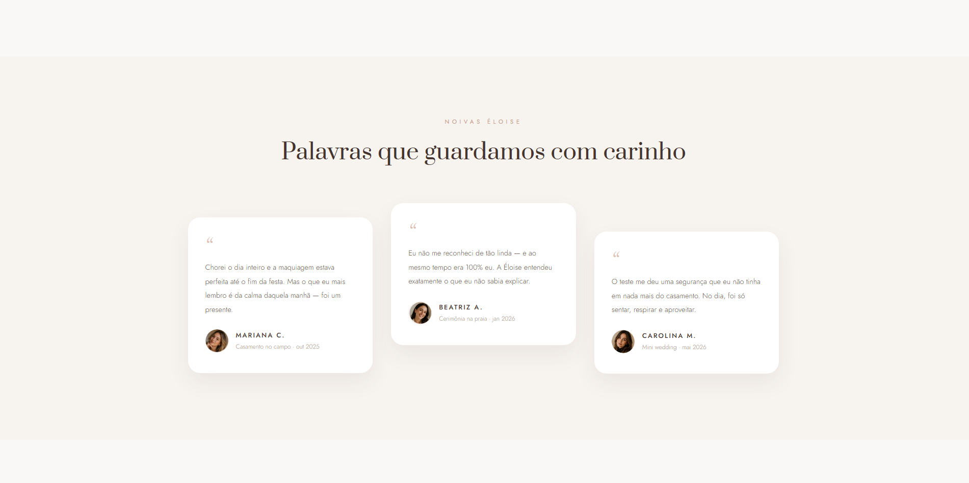 Seção de pacotes Studio Éloise
