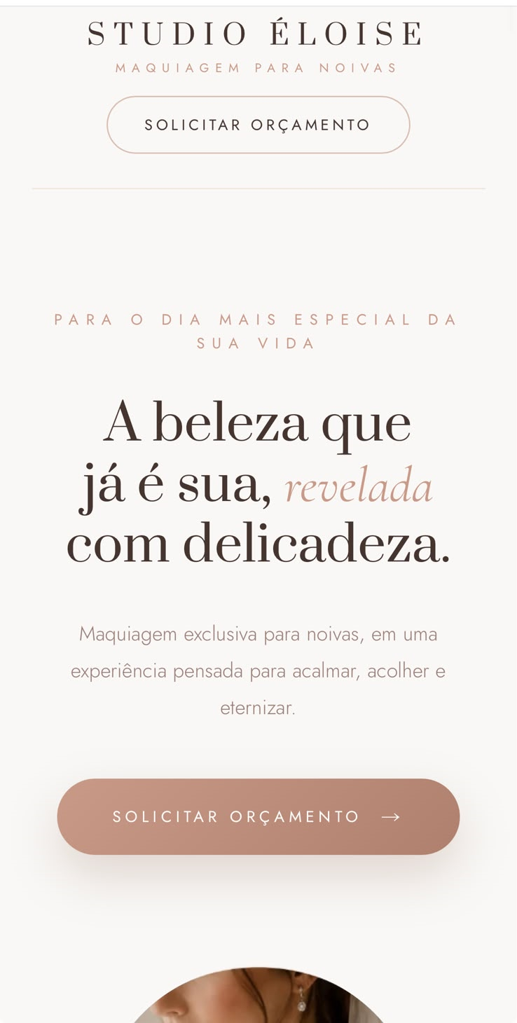 Versão mobile do hero Studio Éloise
